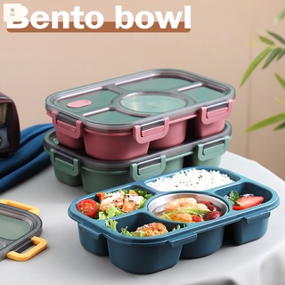 Microwave Divided Plate Lunch Box with 5 Compartments Portable Bento Case Separate Dinning Food Tray for Student Office
