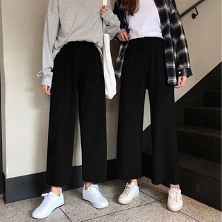 Las mujeres de la pierna ancha pantalones sólidos de cintura alta pantalones plisados sueltos Casual elegante elegante escuela diario estilo coreano