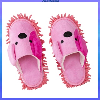 [FLAMEER2] 1 par de zapatillas de fregona cubierta de moda piso pulido polvo limpieza calcetines zapatos caqui