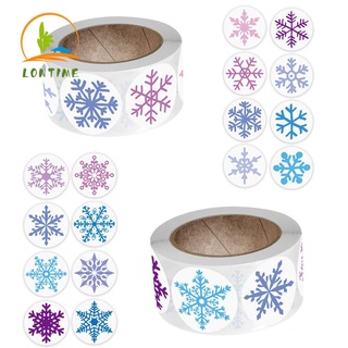 Lontime DIY copos de nieve papelería 1 pulgada pegatinas de papel decoración de navidad paquete de tarjetas sobre fiesta suministros etiquetas adhesivas