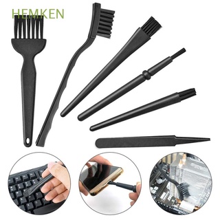 hemken herramienta de limpieza kit de pinceles de teclado negro 6 en 1 limpiadores de ordenador resistentes a la temperatura para teclado de nailon pequeño para teléfono portátil anti estático/multicolor