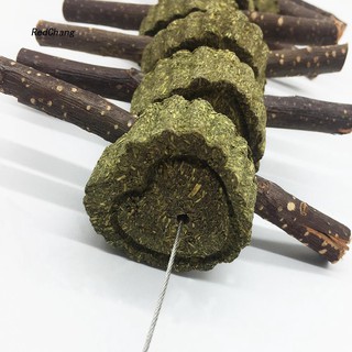 RDCG - palo de madera de manzana, hierba, heno, pastel, masticar, juguete para hámster, conejo, conejito, salud (9)