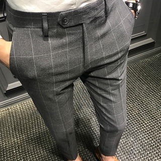 Pantalones casuales casuales elásticos ajustados ajustados para hombre pantalones rectos de oficina harem (1)