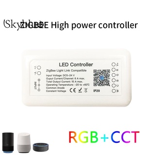 Tuya Zigbee 3.0 Smart LED controlador RGB+CCT 6pin Light Strip controlador DC12-24V trabajo con Alexa asistente de Google skyblue