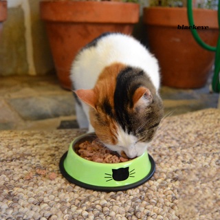 Be-Stainless acero mascota perro antideslizante comida agua tazón cara gato impreso plato alimentador (7)