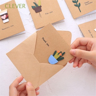 CLEVER for Teachers' Day Thanks Card with Envelope Birthday Wishes 3D Postcard Greeting Card Gift Happy New Year Paper Kraft