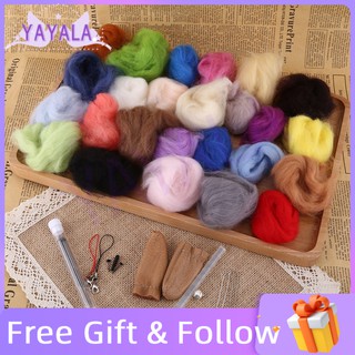 [recomendado por el vendedor] yayala lana fieltro con fieltro aguja estera herramientas kit de inicio diy craft 25 colores