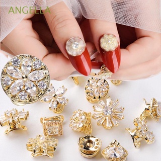 angella 3d giratorio uñas circón oro manicura accesorios de uñas arte decoraciones flor diy larga duración rotación brillante rápido giratorio uñas diamantes de imitación