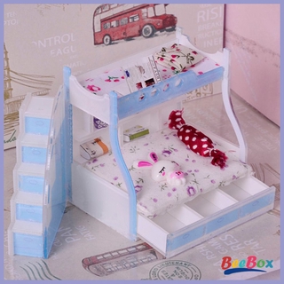 Beebox 1/12 miniatura niños litera doble litera casa de muñecas muebles de dormitorio 3