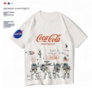 nuevo astronauta nasa jersey de manga corta cuello letra blanco hombres coca-shirt impreso-2