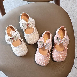 Bobora zapatos de cuero para niñas con diamantes de imitación arco desfile de moda danza princesa zapatos