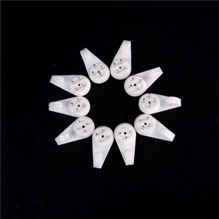 Wqw> 10pcs White Plastic Invisible Wall Mount Photo Picture Frame Nail Hook Hangers well