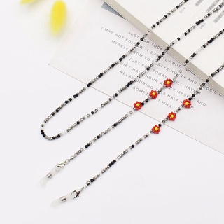 ANNAMARIE Colorful Flower Glasses Chains Simple Korean Style Eyewear Beaded Neck Strap Letter Anti-lost Non-slip Transparent Temperament Crystal protection Hanging Rope (9)