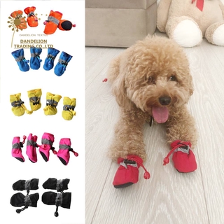 [Dandelion] 4 Unids/Set Antideslizante Zapatos De Cachorro De Suela Suave Perro De Mascotas Impermeable Cuidado De La Pata (1)