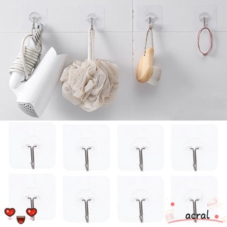 ACRAL 6pcs Strong Self-adhesive Hooks Heavy Load Kitchen Holder Wall Door Hangers New Transparent Suction Cup Punch-free Multi-purpose