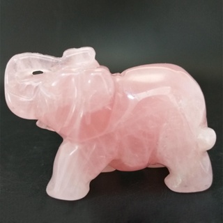 Figura "estatuilla tallada de cuarzo rosa elefante suerte artesanía Feng Shui estatua BrzoneSeMall