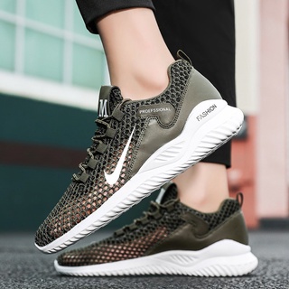 2021 new Nike sports shoes summer hollow breathable mesh casual running men's shoes non-slip all-match aged solid color simple fashion