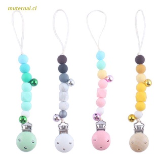 MUT Baby Pacifier Chain Clip with Bells Silicone Teether Soother Molar Nipple Holder