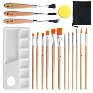 MUT 18pcs Watercolor Painting Brushes Set Nylon Hair Oil Acrylic Gouache Brush Hook Line Scraper Art Supplies