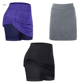 gues mujeres 2 en 1 faldas de tenis activas interior de malla pantalones cortos leggings con bolsillo costura elástica deportes fitness golf skorts