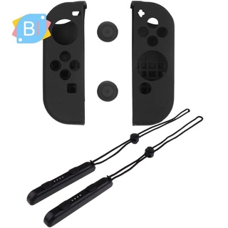 [nuevo] 1 par de protectores de Gel Joy-Con Con tapas de agarre para pulgar (negro) y 2 piezas de pulsera portátil para Nintendo Switch