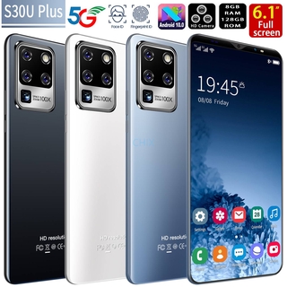 [2021] Nuevo Teléfono murah : Inteligente S30U Plus 8GB + 128GB/Pantalla De 6.1 Pulgadas/Vista Más Amplia/Desbloqueo Facial/original/android/Juegos