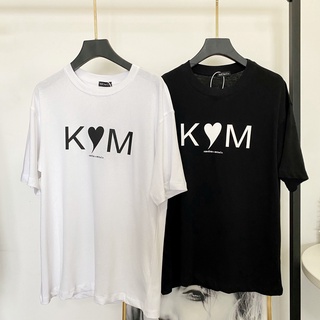 Moda MO&KM amoroso corazón impresión manga corta camiseta Casual pareja camisetas de gran tamaño camiseta