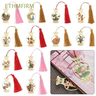 ETHMFIRM Stationery Book Clip Retro Pagination Mark Brass Bookmark Pendant Tassel School Office Supplies Metal Painted Chinese Style Vase Shape