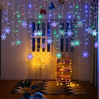 Copo de nieve icicle cortina cadena de luces para decoración de navidad boda (1)