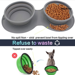 Be-Pet Bowl plegable portátil de silicona para gatos, perro, perro, doble arco, accesorios para mascotas (6)