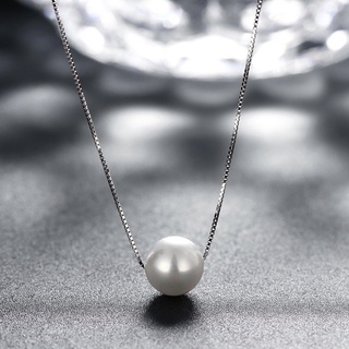 ganjou elegante brillante delgado imitación perla colgante de plata 925 mujeres clavícula collar para el día de san valentín