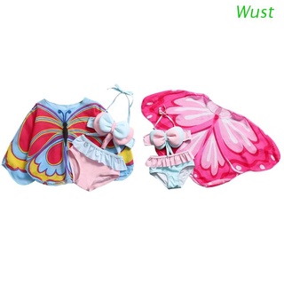 Wust Beachwear traje de baño 1-14 años mariposa niños bebé niñas impresión de tres piezas Swimsu