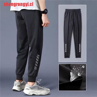 [shengrongyi] pantalones casuales transpirables de seda de hielo para hombre Harem deportes elásticos