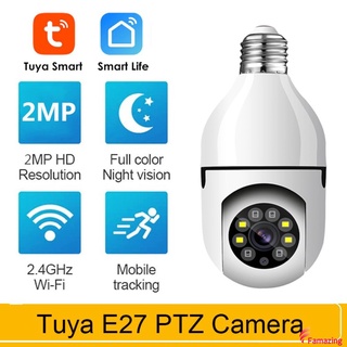 Fmtm 2MP Tuya Smart Life E27 bombilla de la cámara 1080P Wifi IP PTZ IR visión nocturna seguridad del hogar Auto seguimiento de vídeo cámara de vigilancia
