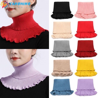 Yangming moda de invierno desmontable con orejas de madera mujeres a prueba de viento de punto falso Collar bufanda/Multicolor