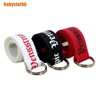 [babystarhb] Fashion Neutral Nylon Canvas Belt Women Men D Ring Buckle Belt 130Cm