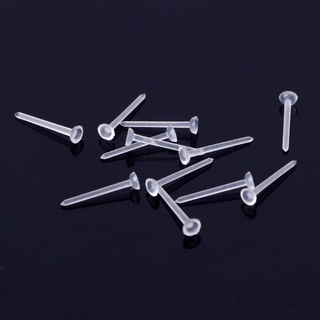DU 100PCS Invisible Clear Plastic 5mm 3mm Flat Blank Pad Earring Nail Pin Ear Post (3)