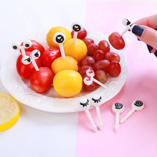 10 unids/set mini ojo fruta horquilla reutilizable plástico fruta horquilla decorativa palos niños almuerzo bento caja accesorios abdi