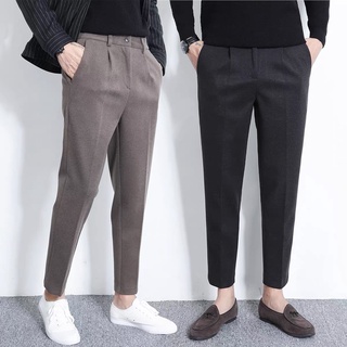 Grueso traje de lana pantalones de los hombres y las mujeres pantalones casuales de moda tendencia versión coreana de pantalones recortados pantalones jóvenes pantalones recortados pantalones