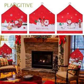 PLANGITIVE Red Hat Santa Claus Cap Kitchen Home Decoration Christmas Chair Cover Xmas Decor Soft Stretch Party Supplies Dining Room Dinner Table