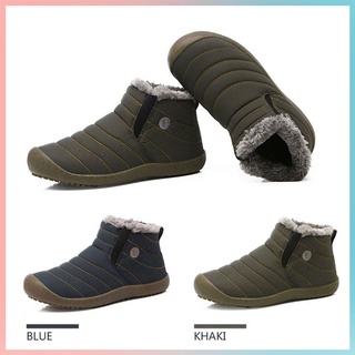 Unisex Snow Boots Solid Color Warming Shoes Slip-on Ankle Boots Couple Shoes