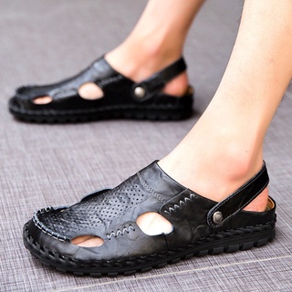sandalias de cuero de los hombres de verano playa suave suela al aire libre sandalia casual zapatos de moda
