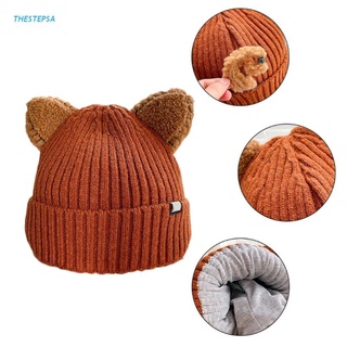 Thestepsa Color sólido lindo gato orejas sombreros Kawaii sombrero de lana suave punto sombrero gorra protección oído