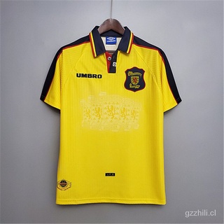 ❤Retro Scotland 1996/1998 camiseta de fútbol amarilla de la mejor calidad tailandesa UEuY