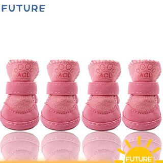 Future 4 unids/Set botas de perro de invierno antideslizante zapatos cálidos zapatos para mascotas lindos botas de nieve de alta calidad suelas de látex cachorro zapatillas de deporte/Multicolor
