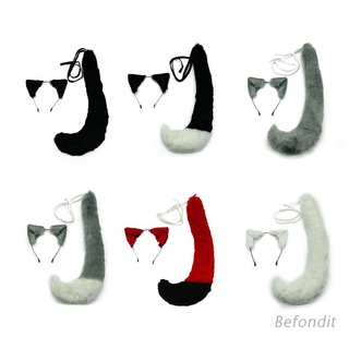 bef lolita furry headwear peluche orejas de animal cola conjunto cosplay disfraz accesorio para el cabello