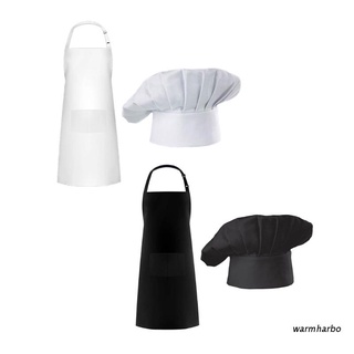 warmharbo delantal chef sombrero conjunto, babero ajustable delantal de cocina delantal de agua resistente a la caída elástica b