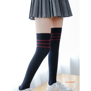 Pp-kids medias de algodón, calcetines de rayas hasta la rodilla, calcetines de tubo largo para primavera otoño, blanco/negro/azul marino,