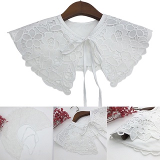 la doble capa collar falso chal floral encaje decorativo collar mitad camisa poncho