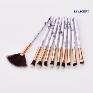 (Jayscent) 10Pcs/Set Women Pro Marble Makeup Brushes Eyebrow Blush Contour Fan Shape Brush (5)